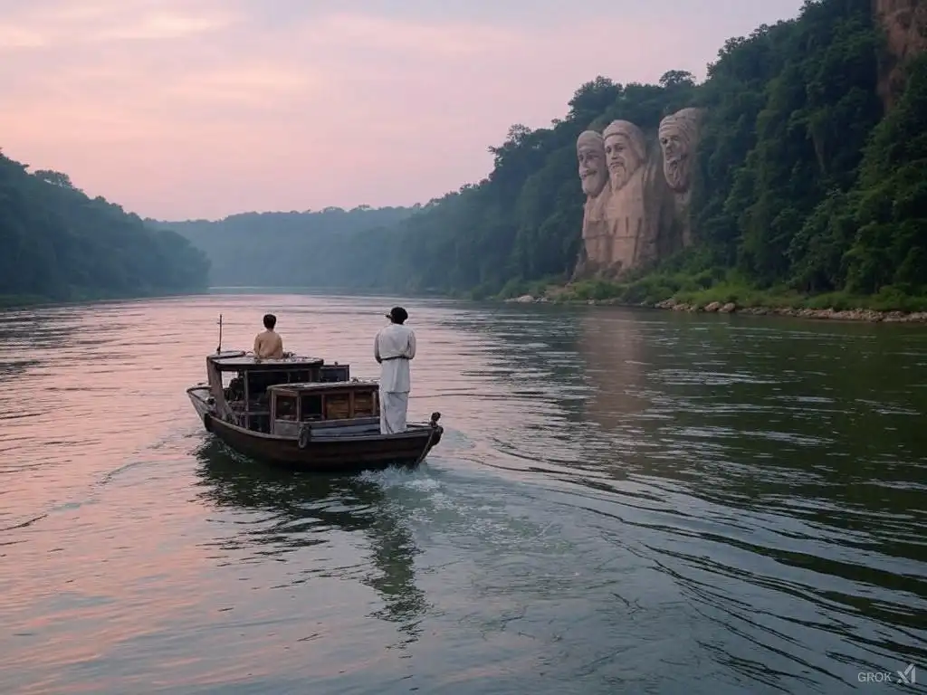 Siddhartha - twee mannen in op een veerboot